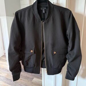 White House Black Market Classic Black Bomber Jacket